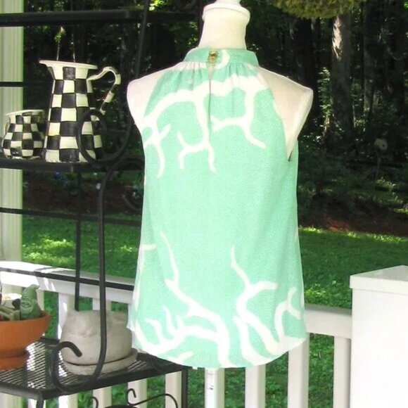 Elizabeth McKay River Halter Top shirt blouse 6 polyester luxury style - Picture 5 of 5